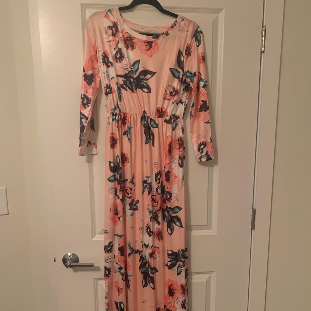 Pink floral maternity dress
